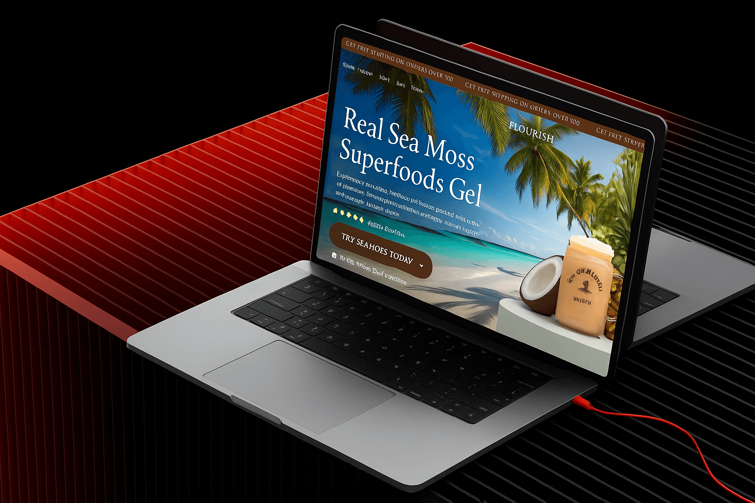 Laptop mockup showing a website design